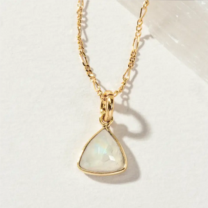 Triangle Dainty Collar Necklace - Moonstone