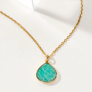 Bohemian Long Medallion Necklace - Amazonite