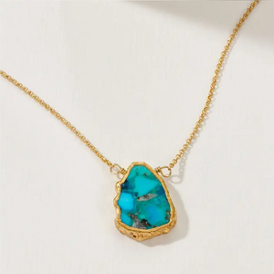 Earth, Wind and Fire Genuine Stone Necklace Gold - Turquoise
