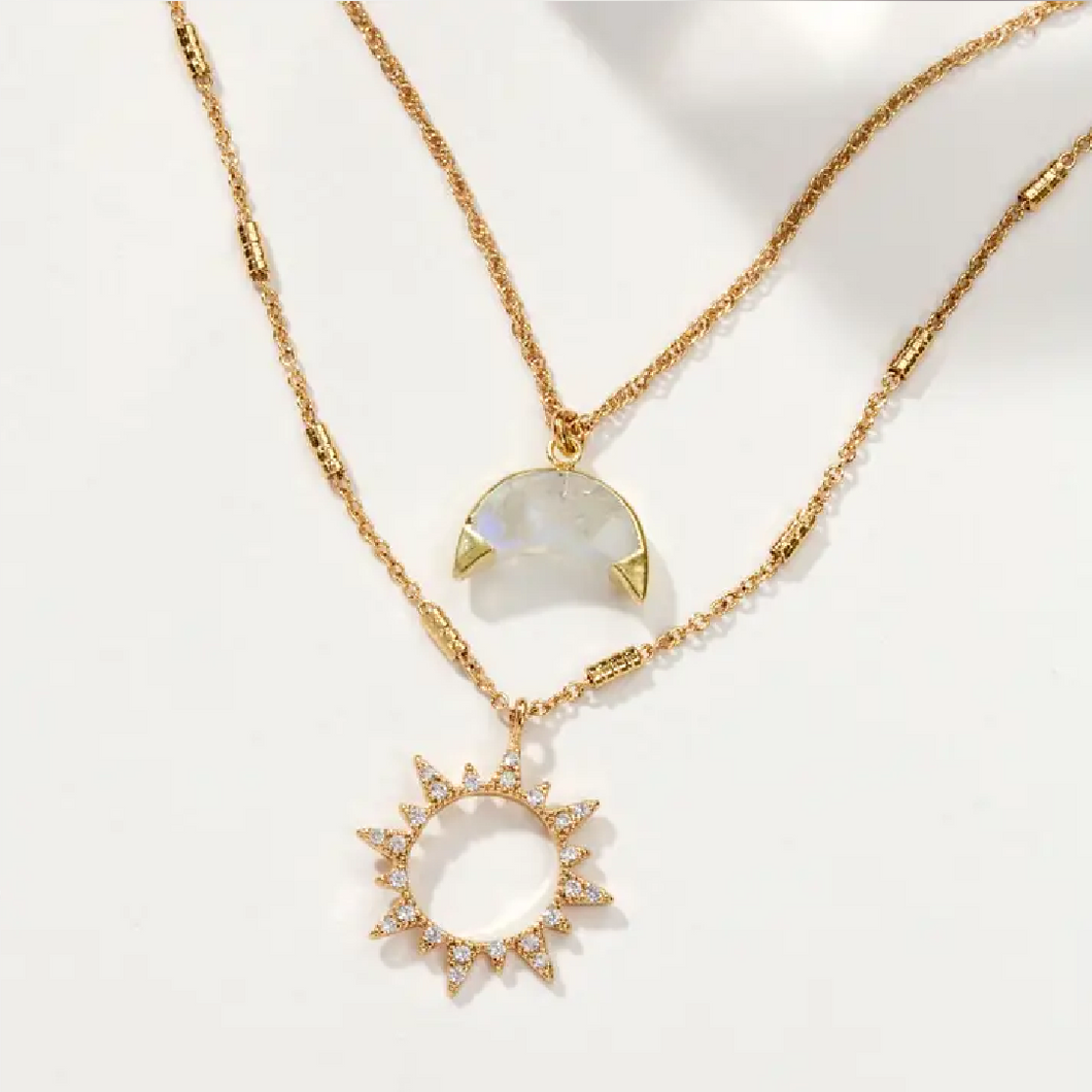 Live By the Sun, Love By the Moon Necklace Set - Moonstone