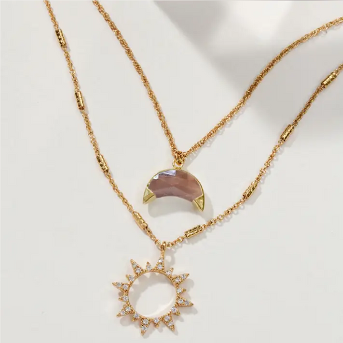 Live By the Sun, Love By the Moon Necklace Set - Coffee Moonstone
