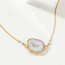 Earthly Geode Necklace - Agate & Moonstone