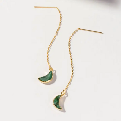 Eclipse Threader Earrings - Emerald