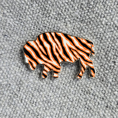 Buffalo Stripe Enamel Pin - Orange & Black