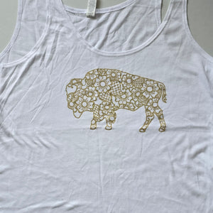 White and Gold Buffalo Floral Tank Top (size S)