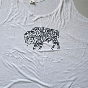 White and Black Buffalo Floral Tank Top (size 2XL)