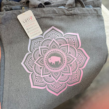 Pink and Purple Ombre Mandala Dark Gray Sustainable Tote Bag