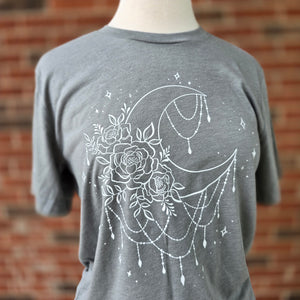 Moon and Flowers Blue/Gray Tee