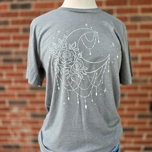 Moon and Flowers Blue/Gray Tee