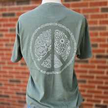 Floral Peace Sign Pine Green Tee