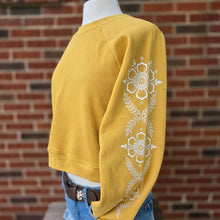Henna Floral Sleeve Mustard Crop Sweatshirt