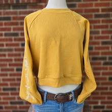 Henna Floral Sleeve Mustard Crop Sweatshirt