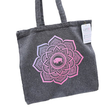 Pink and Purple Ombre Mandala Dark Gray Sustainable Tote Bag