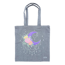 Moon and Flowers Dark Gray Sustainable Tote Bag (multi color)