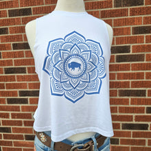 Buffalo Mandala White Crop Racerback Tank