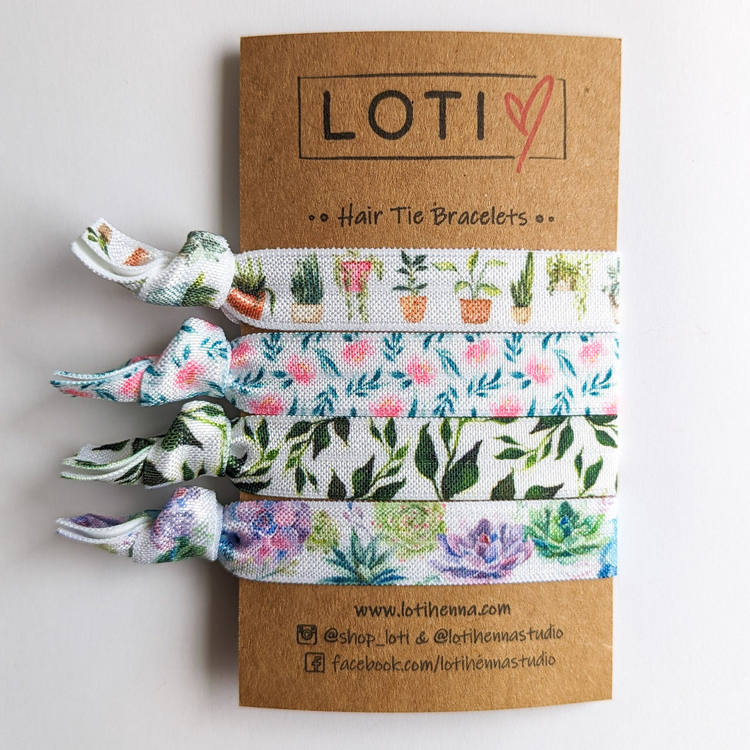 Houseplant Hair Tie Bracelet Set