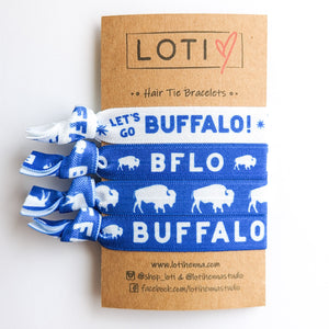 Let's Go Buffalo Blue Hair Tie Bracelet Set