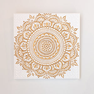Acrylic Painting - gold & white mandala
