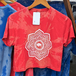 Bleach Dyed Mandala Crop Top - Red