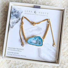 Golden Elements Adjustable Bracelet - Teal Geode