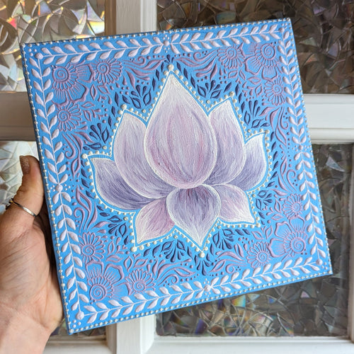 Acrylic Painting - blue & purple lotus