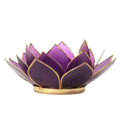 Gemstone Capiz Lotus Tea Light Holder - Tanzanite