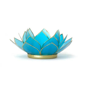 Gemstone Capiz Lotus Tea Light Holder - Turquoise