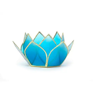 Mini Gemstone Capiz Lotus Tea Light Holder - Turquoise