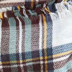 Classic Plaid Blanket Scarf - White/Brown/Mint