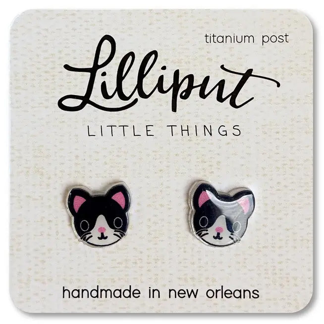 Acrylic Earrings - Cat Tuxedo