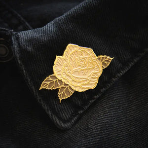 Gold Rose Enamel Pin