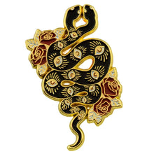 Two Headed Snake Gold Enamel Pin for Witchy Fashion