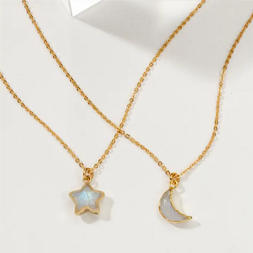 To the Moon and Back Best Friend Necklace Set - Moonstone