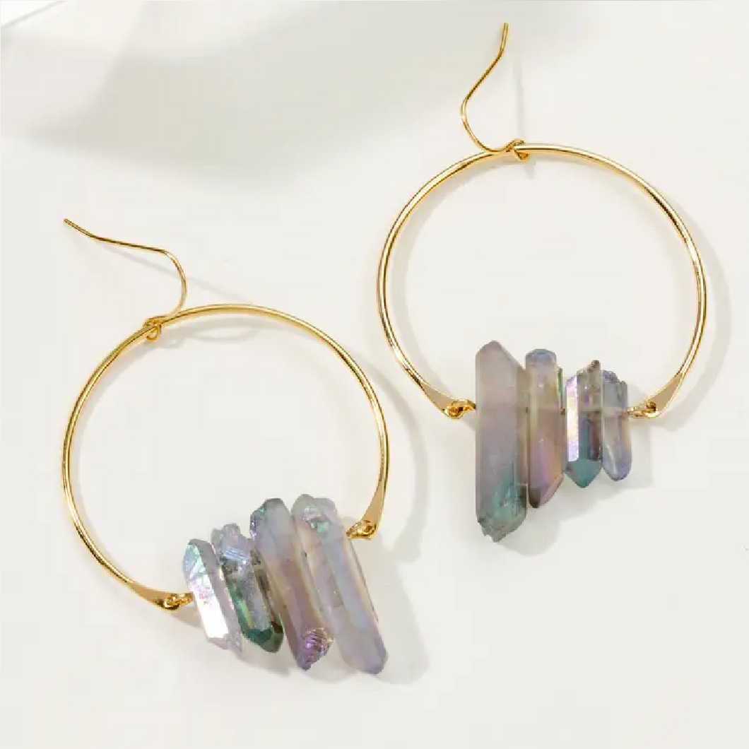 Super Nova Earrings - Rainbow Quartz