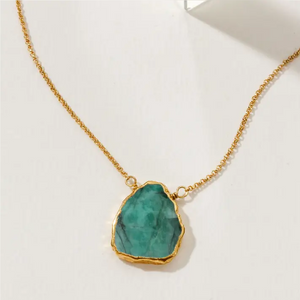 Earth, Wind and Fire Genuine Stone Necklace Gold - Emerald