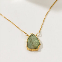 Earth, Wind and Fire Genuine Stone Necklace Gold - Labradorite