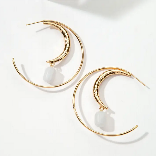 Lunar Highland Hoop Earrings - Moonstone