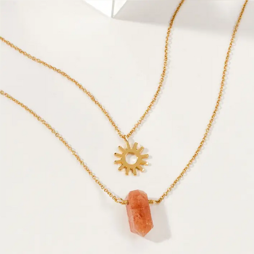 Sun Salutation Necklace Set- Sunstone