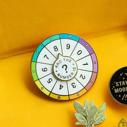 Spinning Numbers Enamel Pin, Interactive Pin, Spinning Pin