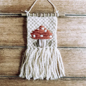 Mini Macrame Woven Wall Hanging - Boho Mushroom Design