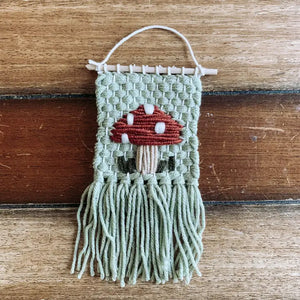 Mini Macrame Woven Wall Hanging - Boho Mushroom Design