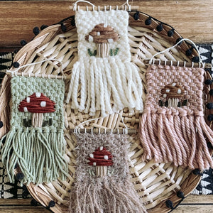 Mini Macrame Woven Wall Hanging - Boho Mushroom Design