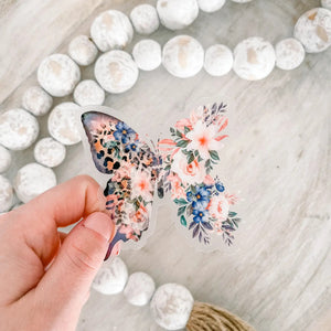 Spring Floral Butterfly Clear Sticker