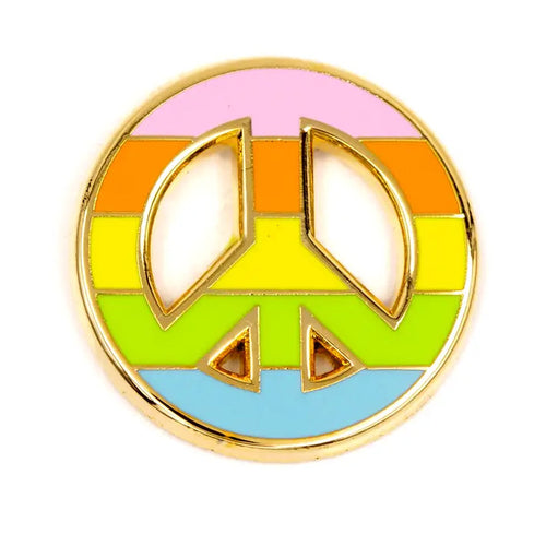 Rainbow Peace Sign Enamel Pin