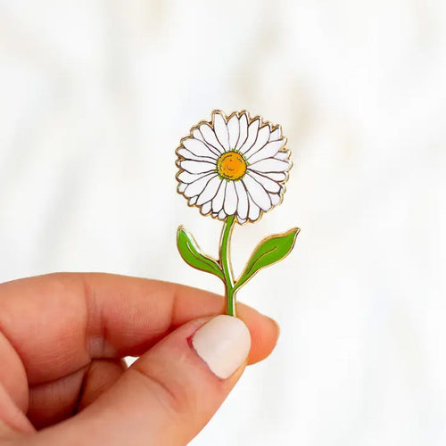 White Daisy Floral Enamel Pin