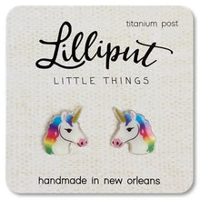 Acrylic Earrings - Rainbow Unicorn White