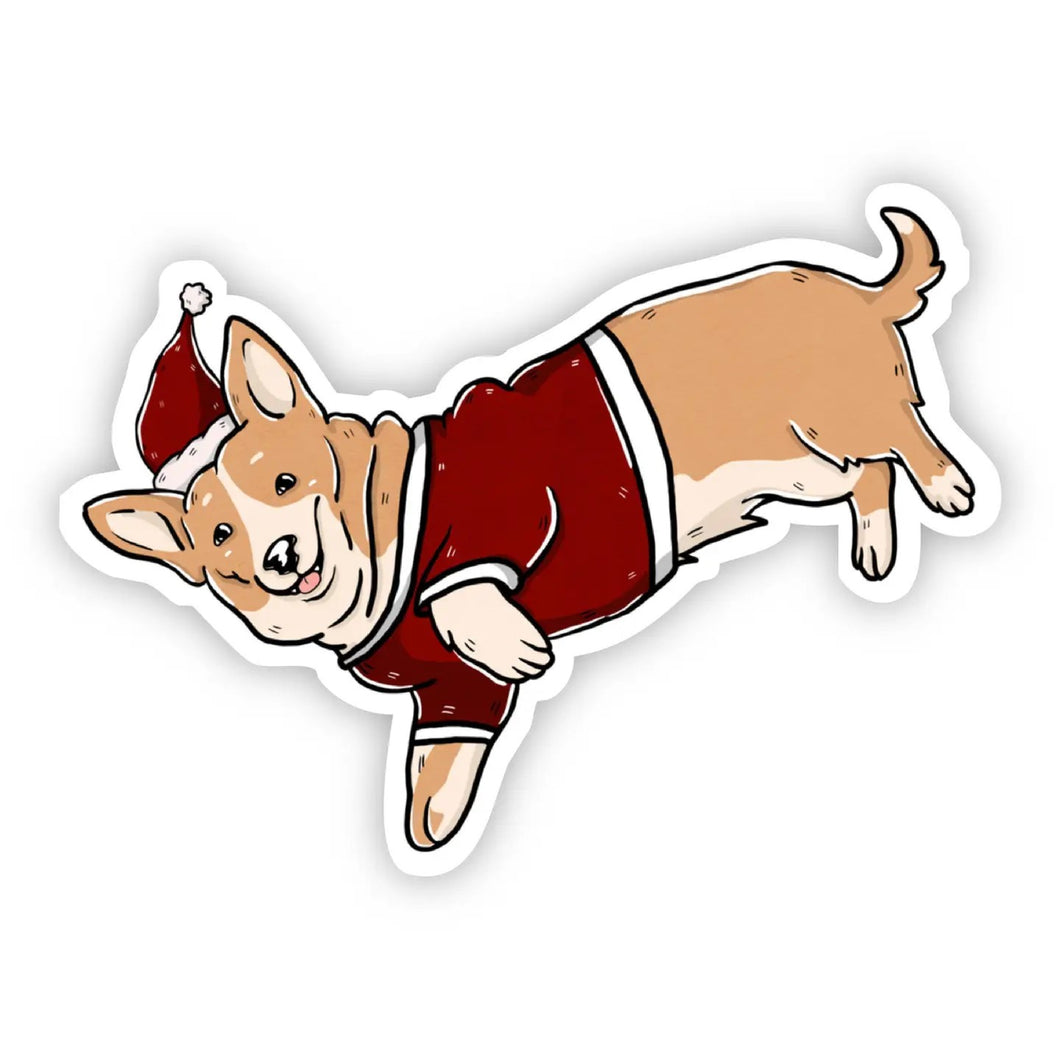 Corgi With Santa Hat Sticker