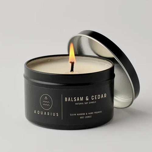 Zodiac Candle - Aquarius - Balsam & Cedar