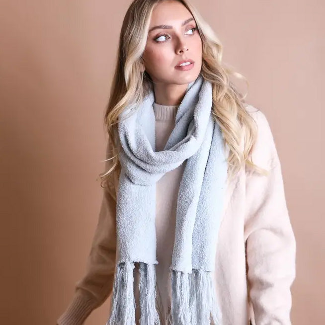 Boucle Tassel Scarf - Icy Blue