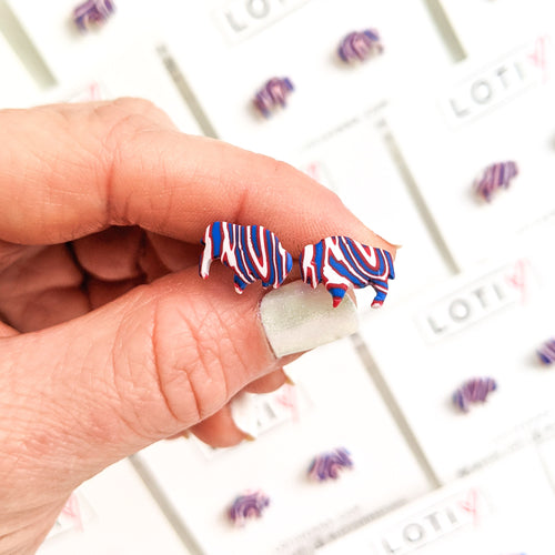 Buffalo Stripe Earrings - Red & Blue